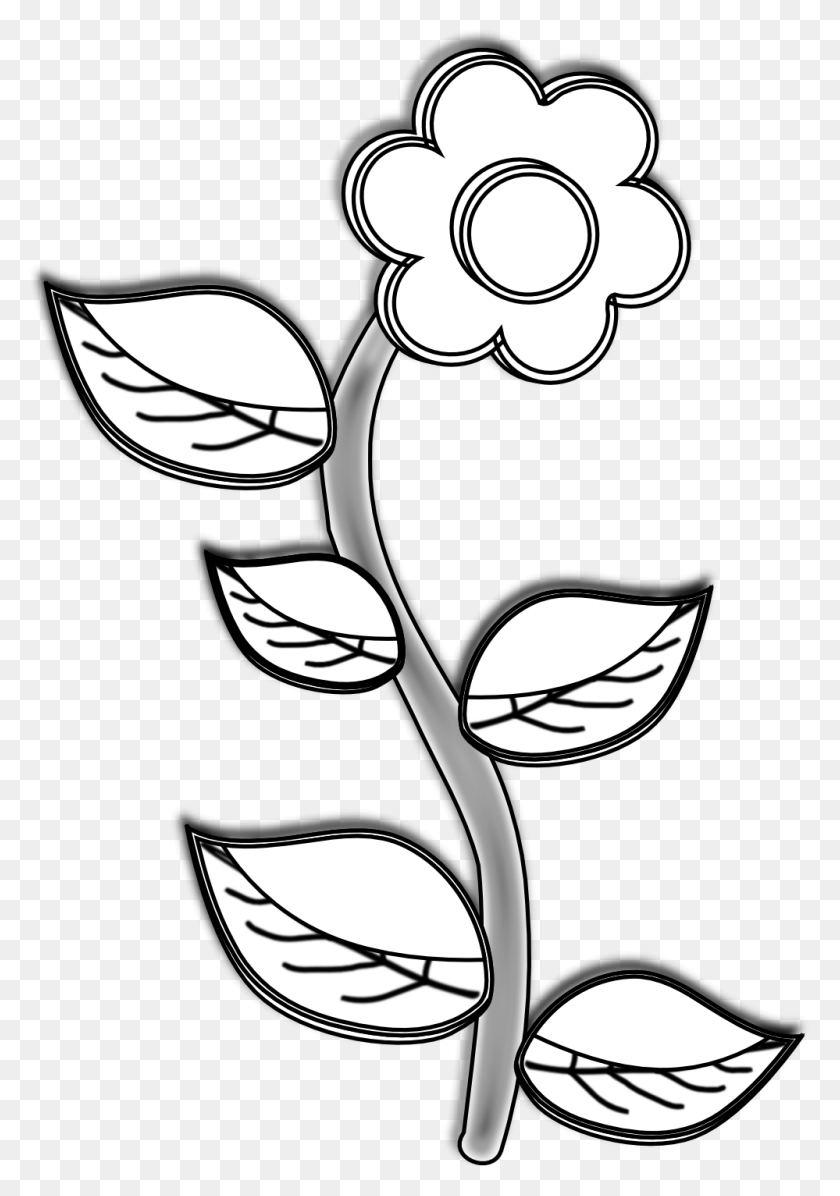 999x1456 Free Black And White Plant Clip Art - Line Clipart Black And White