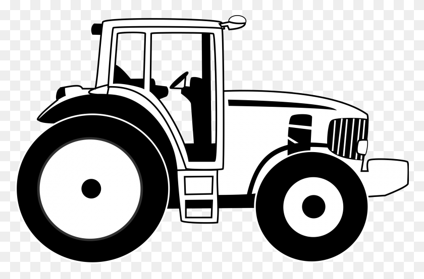 2400x1520 Free Black And White Tractor Clipart Tractors Clipart - Semi Truck Clip Art Free