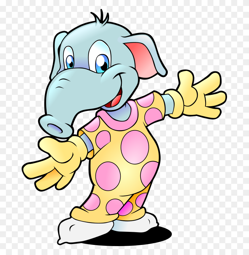 693x800 Free Cartoon Elephant Wearing Pajama Clip Art - Free Elephant Clipart
