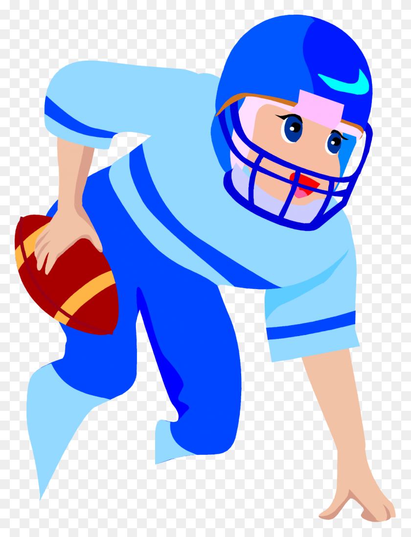 1095x1458 Free Cartoon Football Player Vector Clip Art Image From Free Clip - Football Running Back Clipart