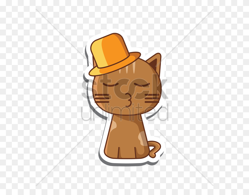 600x600 Free Cat Cartoon With Hat Vector Image - Cat Cartoon PNG
