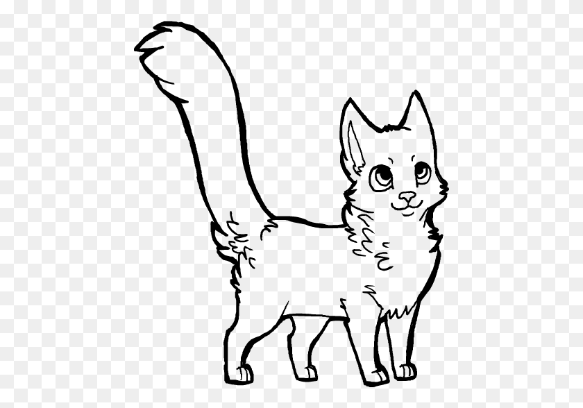 454x528 Free Cat Line Art Ms Paint Friendly - Дружелюбный Клипарт С Привидениями