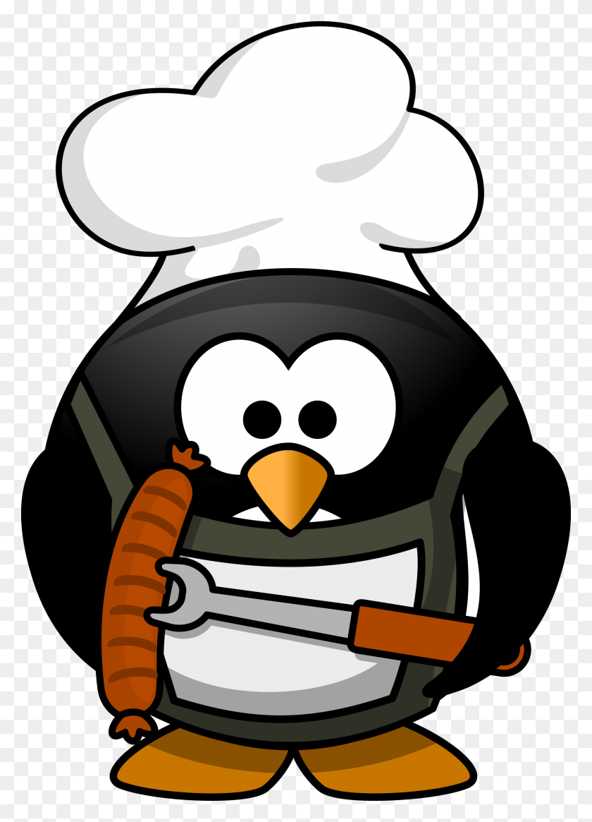 1693x2400 Free Chef Penguin High Resolution Clip Art All Free Picture - Bbq Pit Clipart