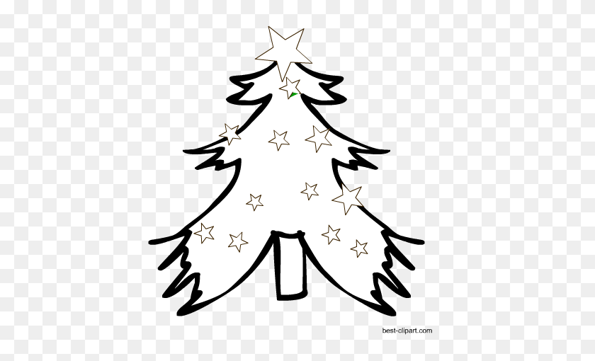 450x450 Free Christmas Clip Art, Santa, Gingerbread And Christmas Tree - Western Clipart Black And White