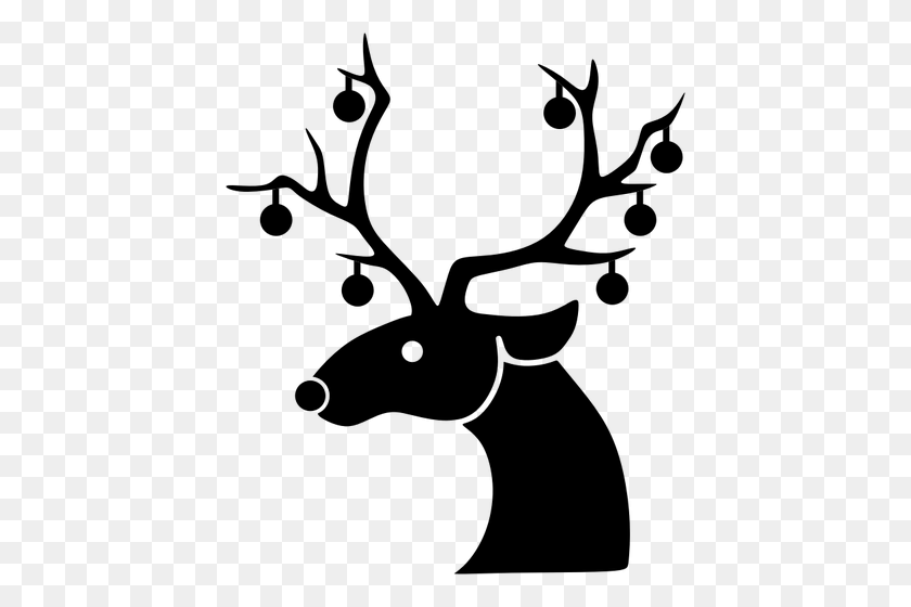 424x500 Free Christmas Clip Art Santa Reindeer - Reindeer Clipart Black And White