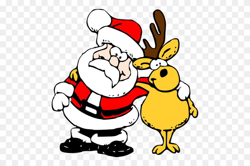 494x500 Free Christmas Clip Art Santa Reindeer - Santa Silhouette Clipart