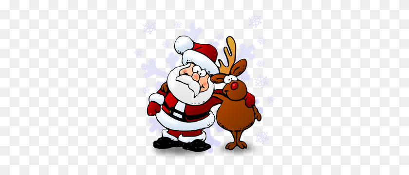 292x300 Free Christmas Clip Art Santa Reindeer - Snow Day Clipart
