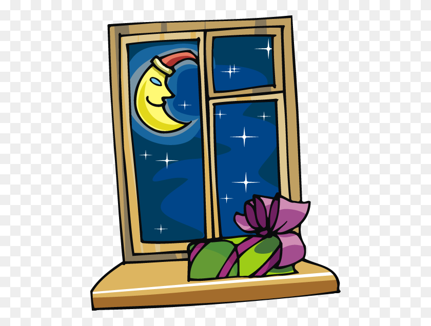 488x576 Free Christmas Eve Night Sky Looking Out Of A Window Clip Art - Sky Clipart