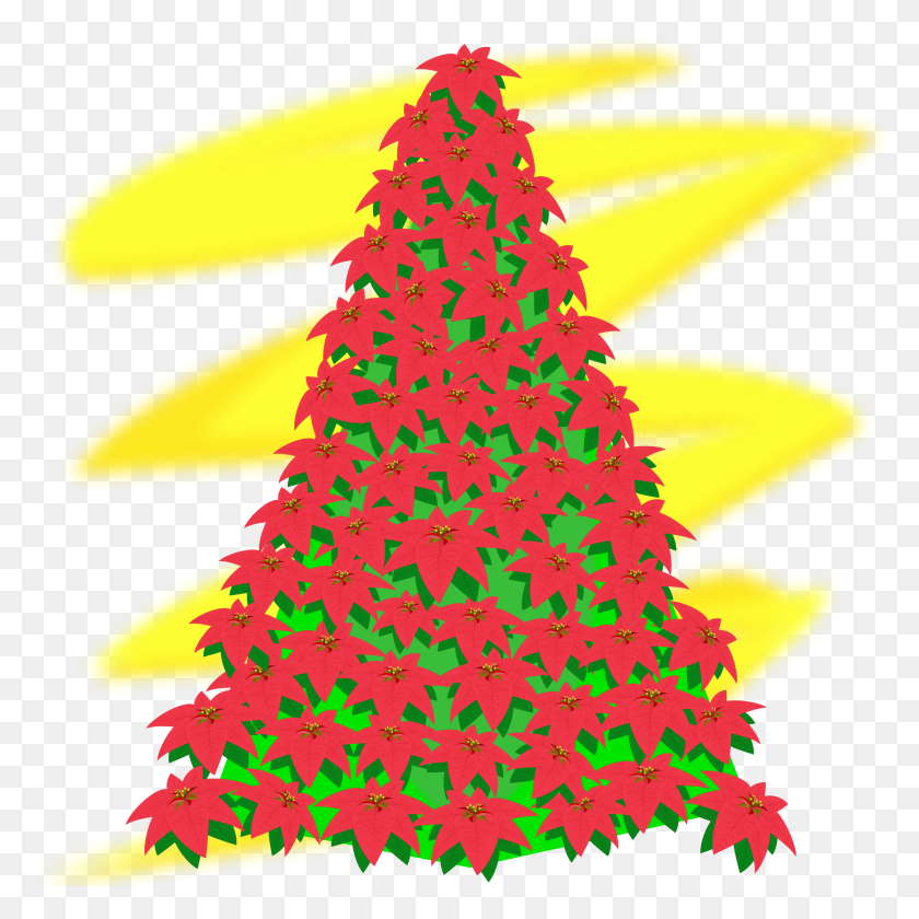 2400x2400 Free Christmas Tree Clipart Red Silhouette - Tree Vector PNG