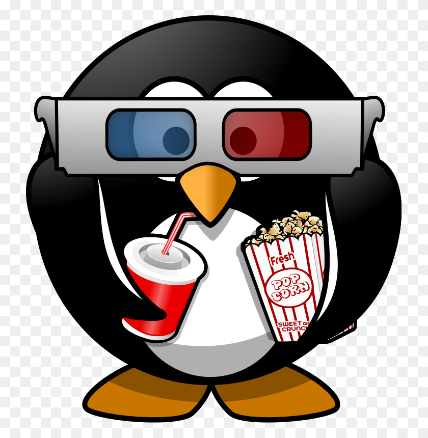 737x800 Free Clip Art Cinema Penguin - Pop Art Clipart