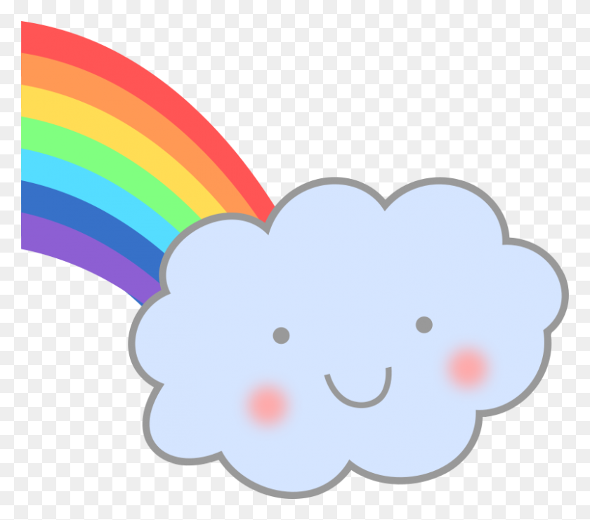 800x699 Free Clip Art Cute Cloud With Rainbow - Rainbow Clipart