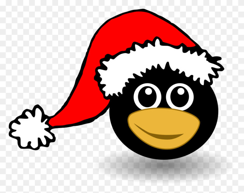 800x621 Free Clipart Funny Tux Face With Santa Claus Hat - Papá Noel Face Clipart
