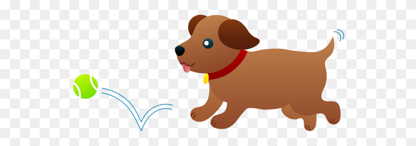 550x236 Free Clip Art Of A Cute Brown Puppy Chasing After A Tennis Ball - Rescue Clipart