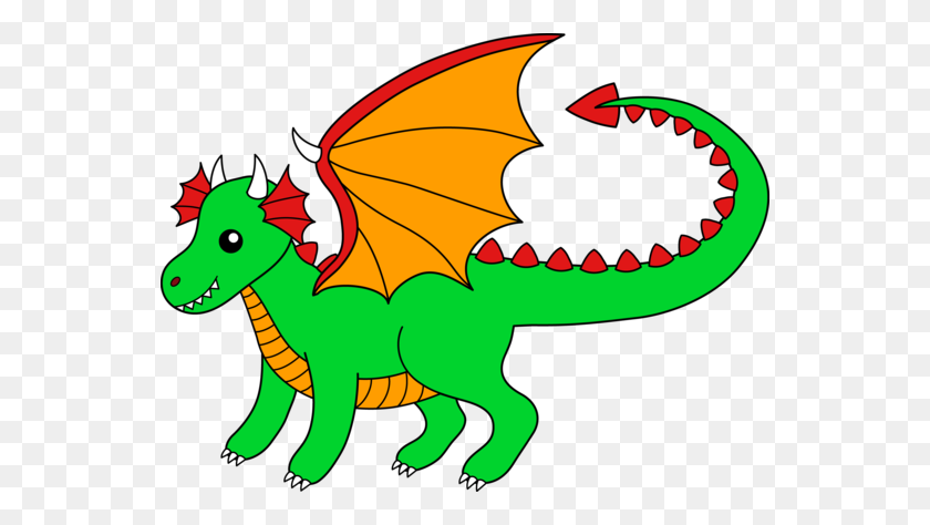 550x414 Free Clip Art Of A Cute Green Dragon With Orange Wings Scrapin - Dragon Wings Clipart
