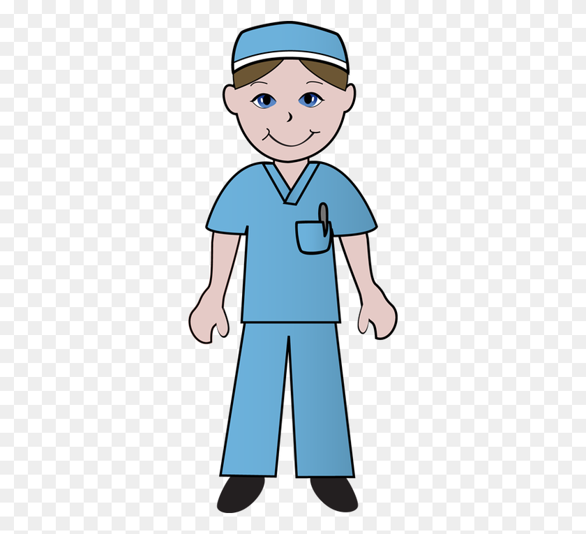 300x705 Imágenes Prediseñadas Gratis De Médicos Y Enfermeras Enfermera En Uniformes Azules - Cantar Clipart