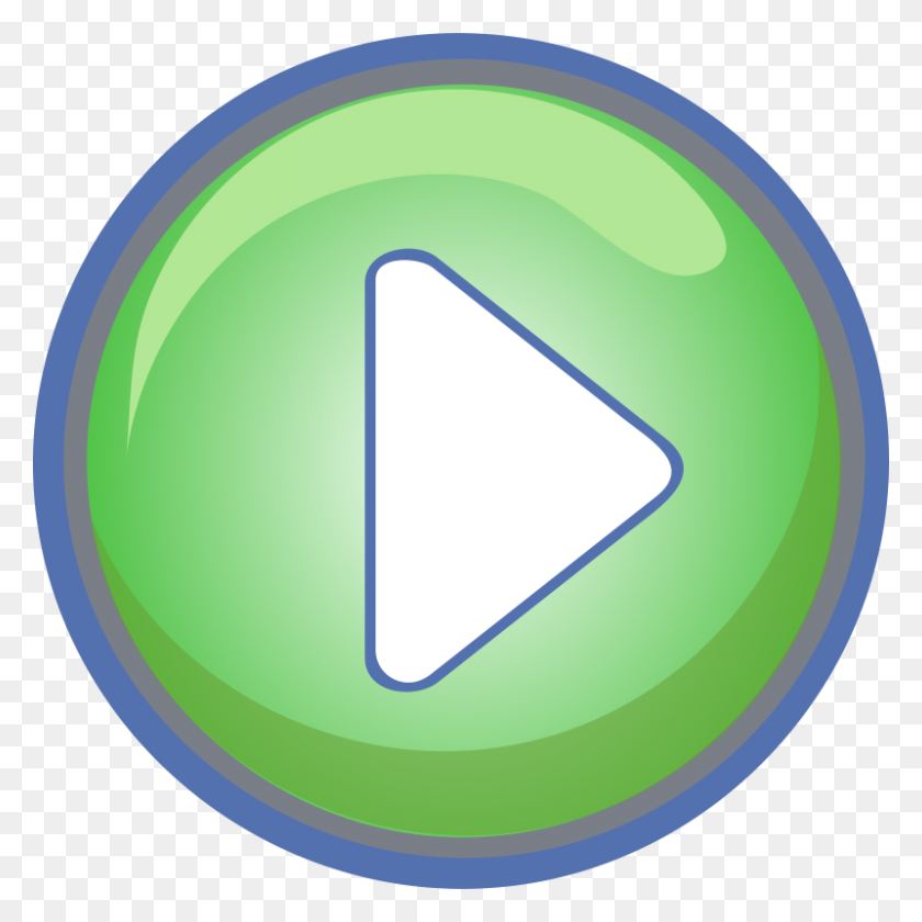 800x800 Free Clip Art Play Button Green With Blue Border - Play Button Clipart