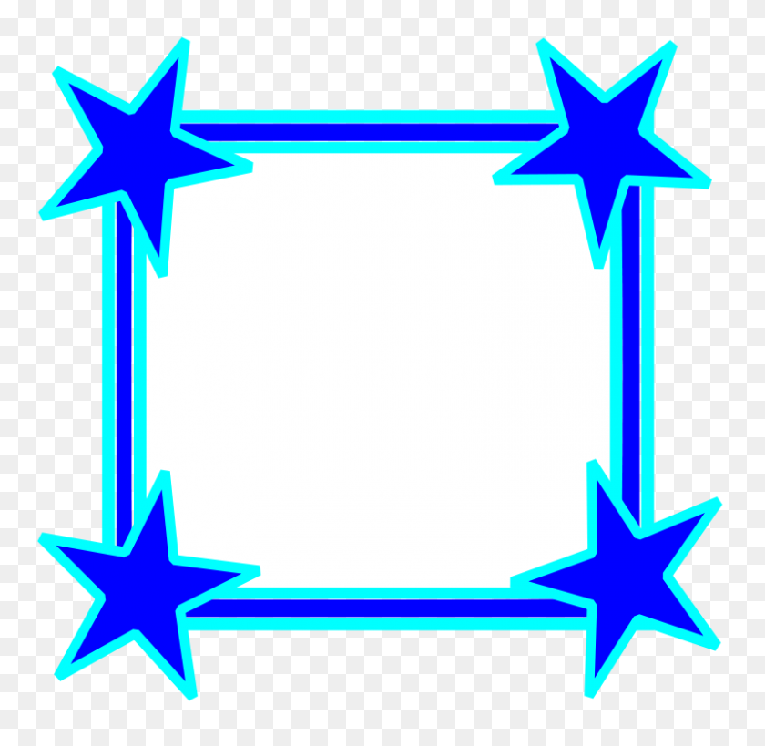 800x779 Free Clip Art Simple Bright Blue Star Cornered Frame - Simple Frame Clipart