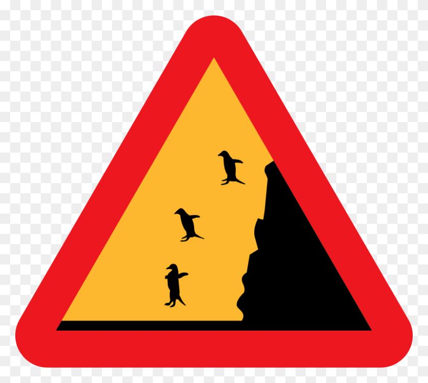 800x711 Free Clip Art Warning Falling Penguins - Warning Clipart