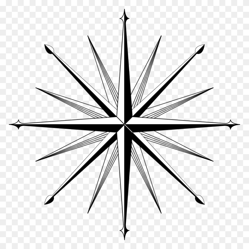 800x800 Free Clip Art Wind Rose Compass Rose - Rose Clipart Black And White PNG