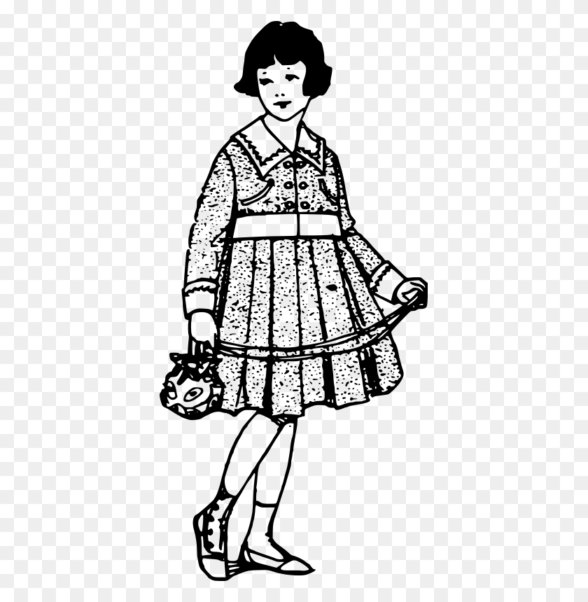 383x800 Free Clip Art Young Girl In A Dress - Young Clipart