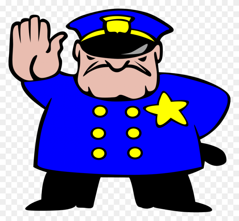 800x736 Free Clipart - Policeman Clipart Black And White