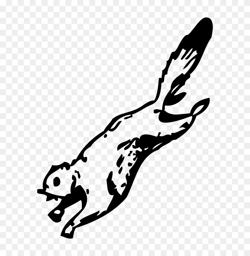 648x800 Free Clipart - Squirrel Black And White Clipart