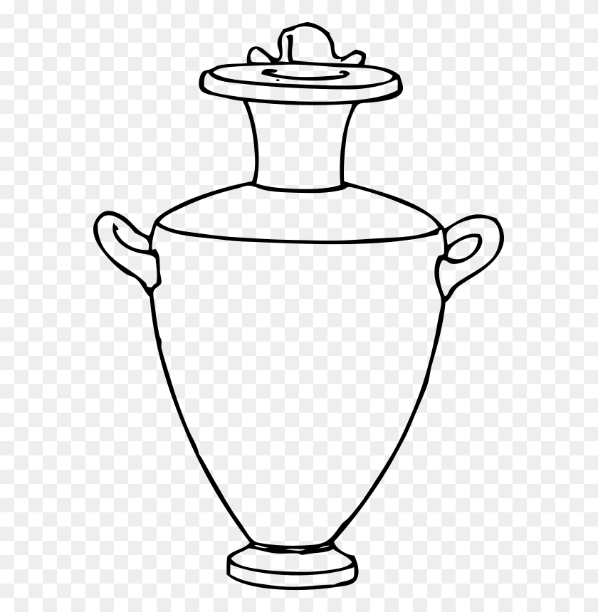 577x800 Free Clipart - Vase Clipart Black And White