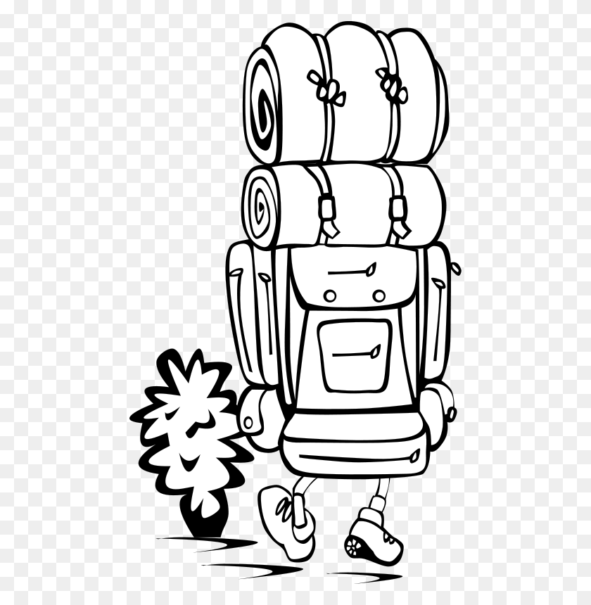 472x800 Free Clipart - Backpack Clipart Black And White