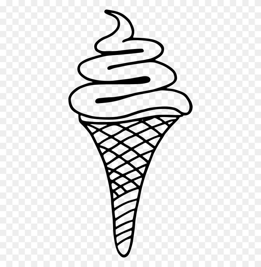 400x800 Free Clipart - Black And White Ice Cream Clipart