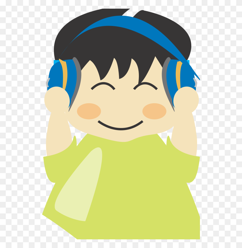 548x800 Free Clipart - Boy Listening To Music Clipart