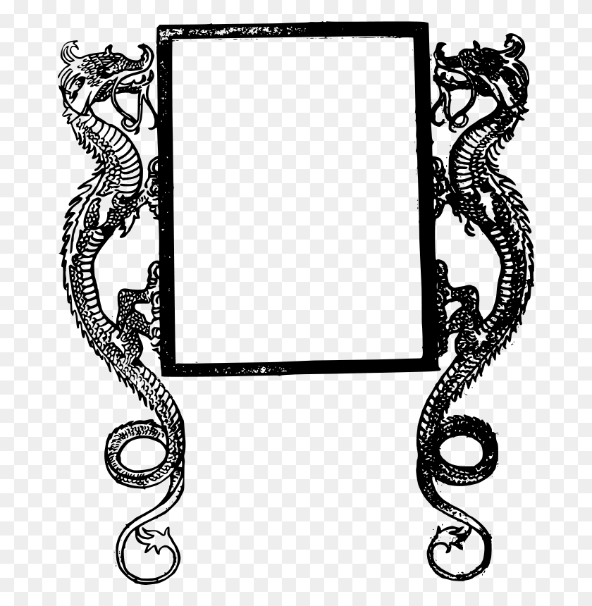 676x800 Free Clipart - Chinese Dragon Clipart Black And White