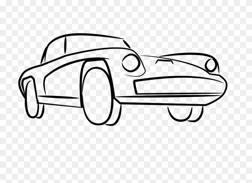 800x566 Free Clipart - Classic Car Clipart Black And White