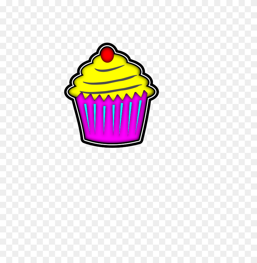 566x800 Free Clipart - Cupcake With Candle Clipart