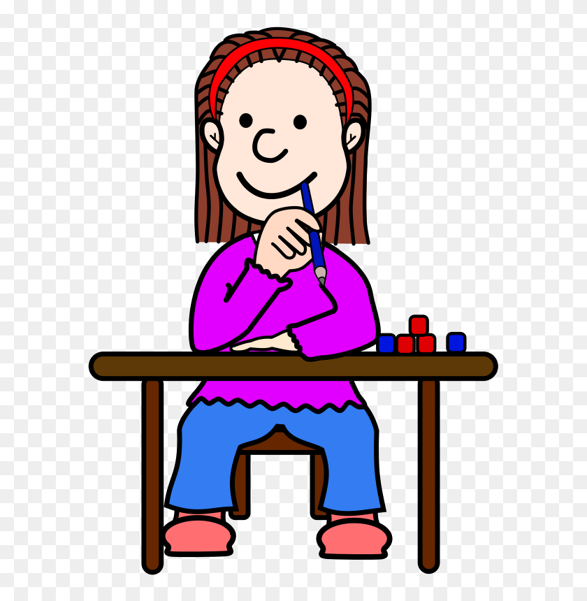 603x800 Free Clipart - Girl Writing Clipart