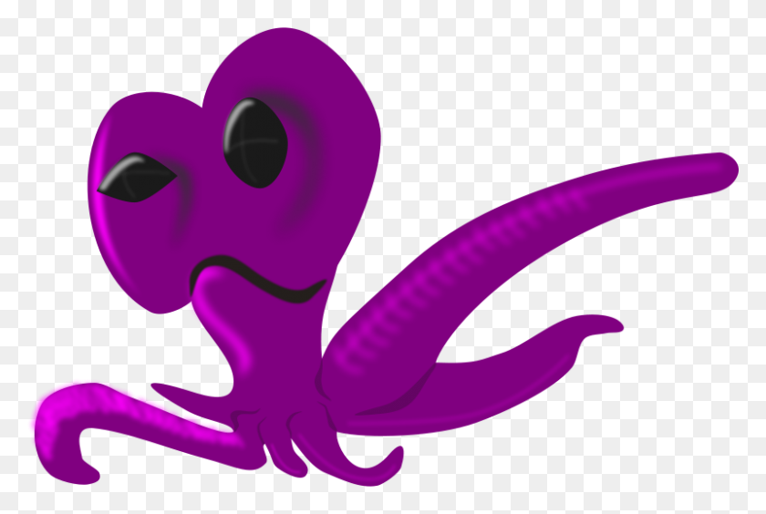 800x517 Free Clipart Alien Octopus Nefigcas - Octopus Clipart Black And White