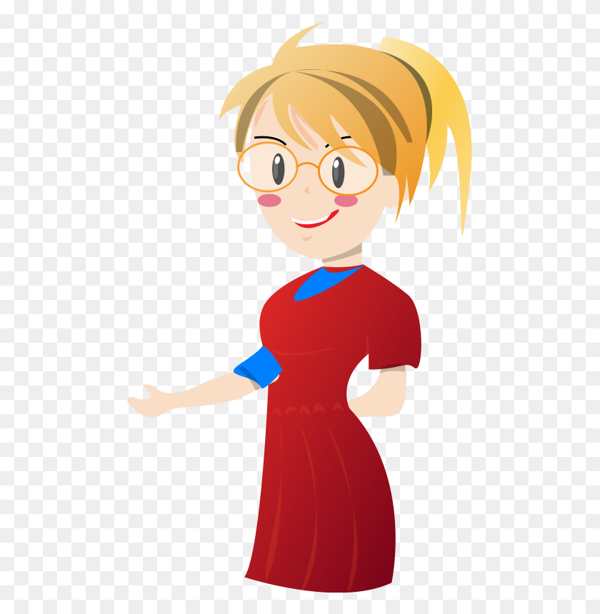 483x800 Free Clipart Blonde Red Dress Barineau - Red Dress Clipart