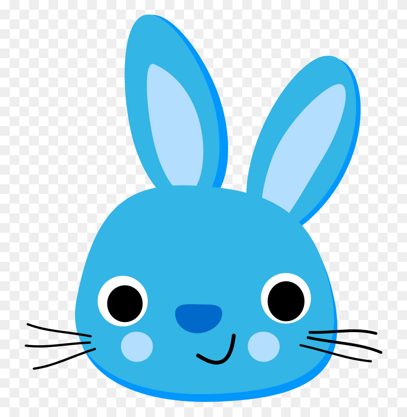 738x800 Free Clipart Blue Rabbit - Simile Clipart