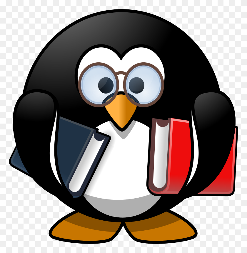 780x800 Free Clipart Bookworm Penguin Moini - Penguin Clip Art Free