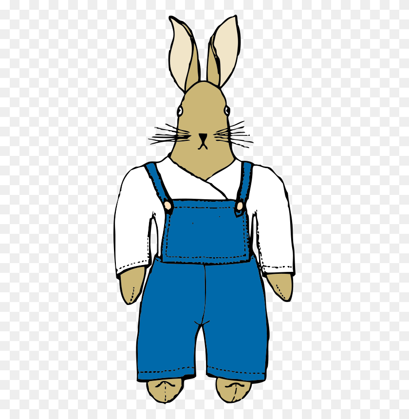 374x800 Free Clipart Bunny In Overalls Front View Johnny Automatic - Overalls Clipart