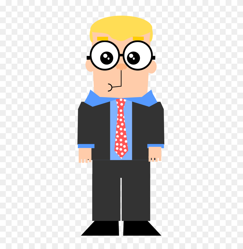 566x800 Free Clipart Cartoon Guy With Glasses - Business Person Clipart