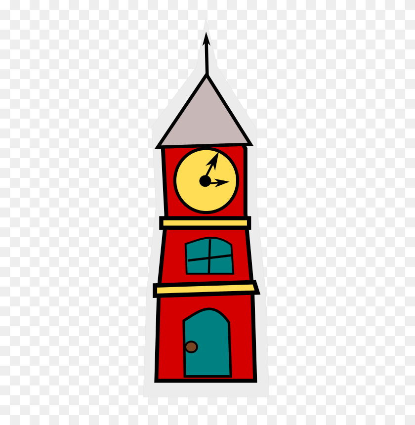 269x800 Free Clipart Cartoon Tower With A Clock Loveandread - Clock Tower Clipart
