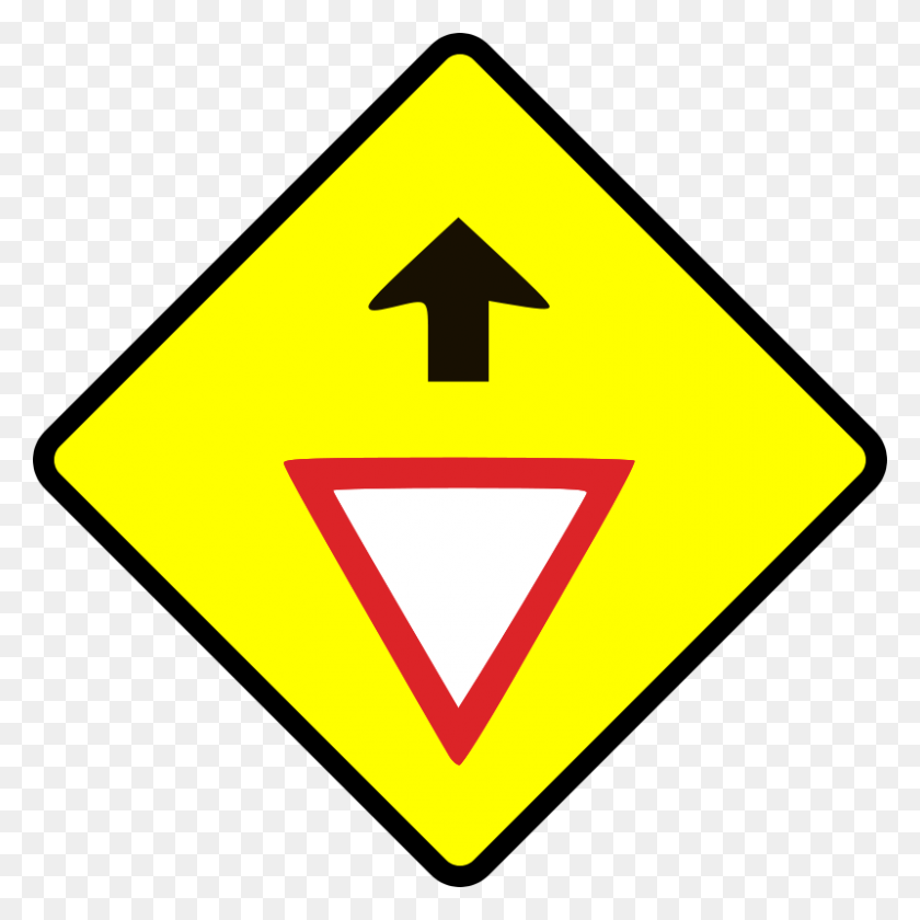 800x800 Free Clipart Caution Give Way Sign Leomarc - Blank Road Sign Clipart