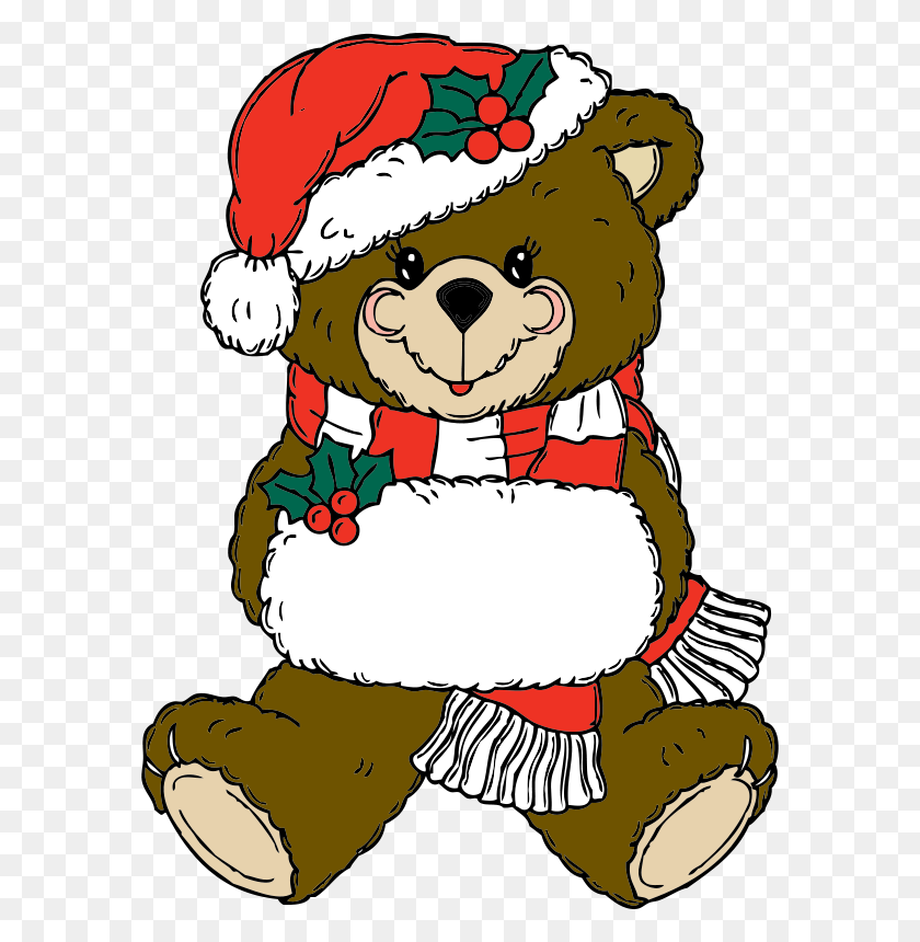582x800 Рождественский Медведь Джонни Автоматический Клипарт - Рождественский Мишка Тедди Клипарт