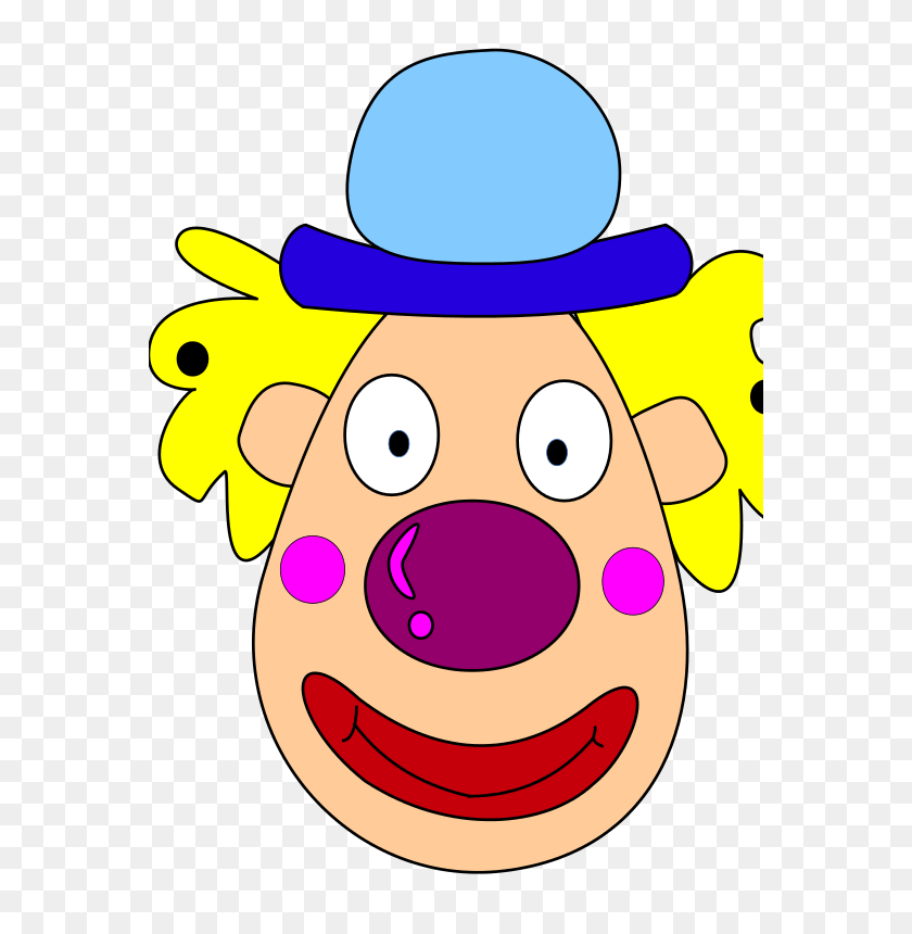 566x800 Free Clipart Clown Head Margaux - Clown Nose Clipart