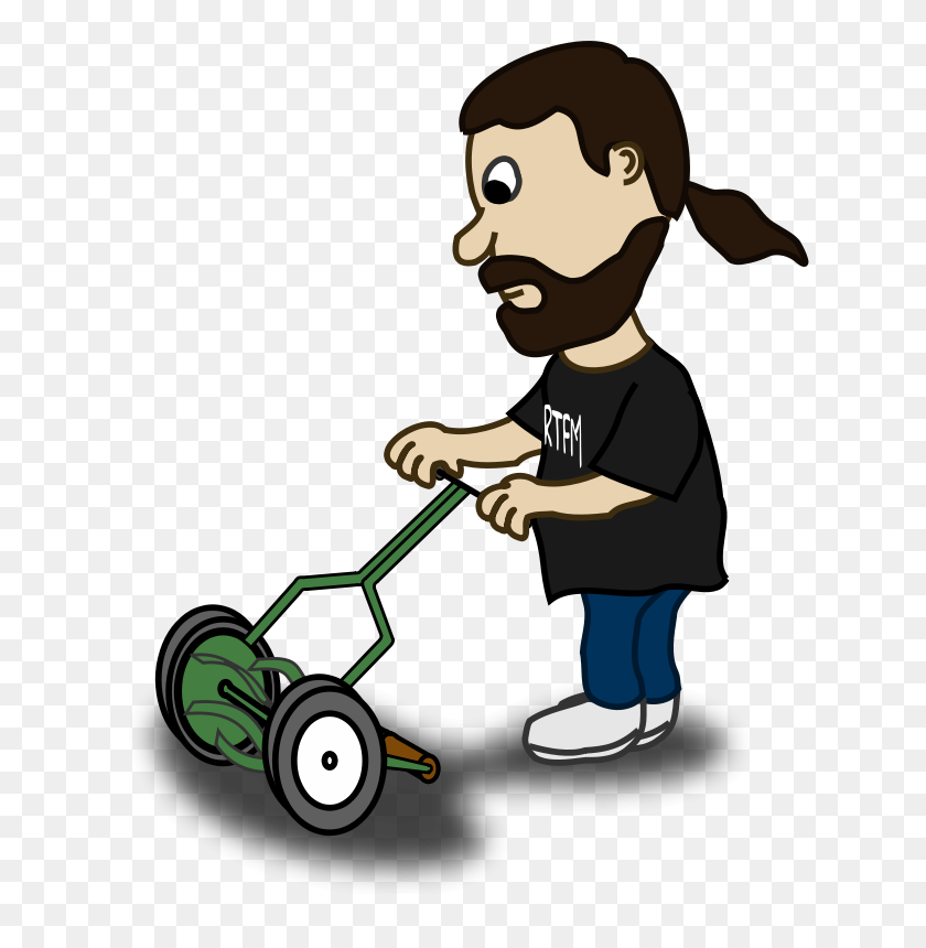 629x800 Free Clipart Comic Characters Guy Pushing Reel Mower Bnielsen - Segway Clipart