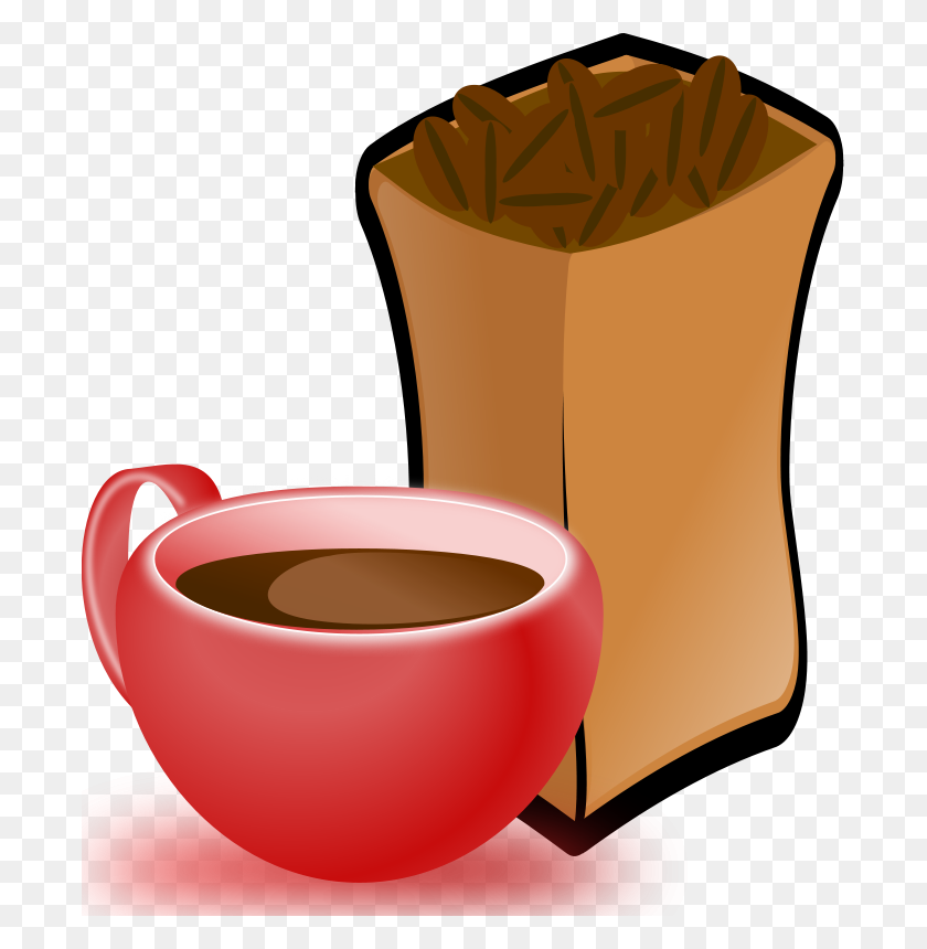 691x800 Free Clipart Cup Of Coffee With Sack Of Coffee Beans Momoko - Sack Clipart