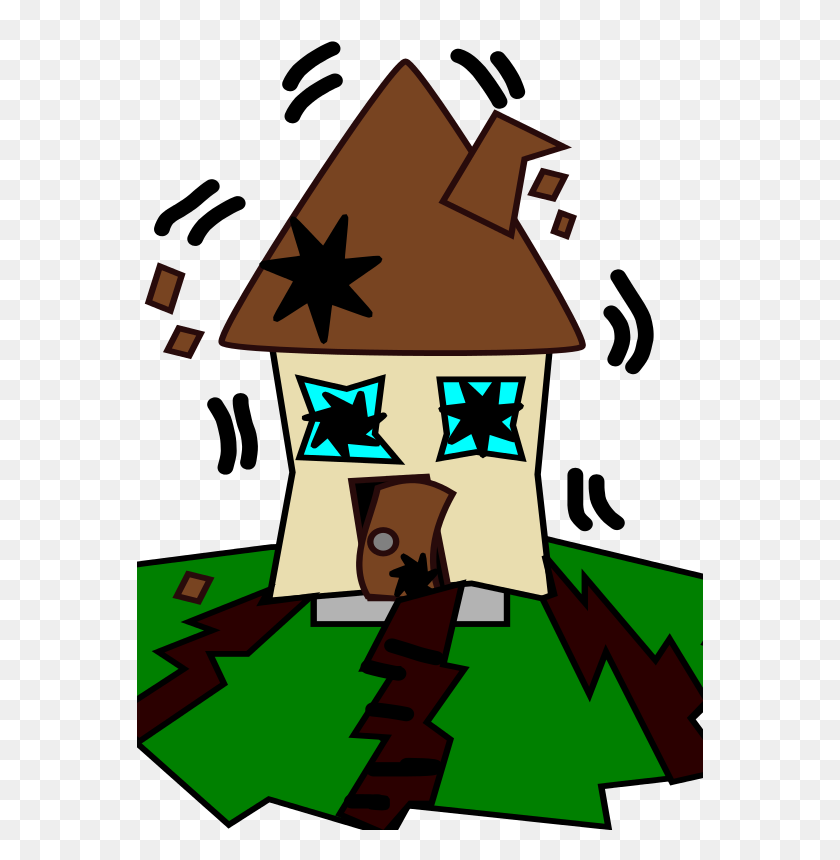 566x800 Free Clipart Earthquake With House Loveandread, Broken House Clip - Tree House Clipart