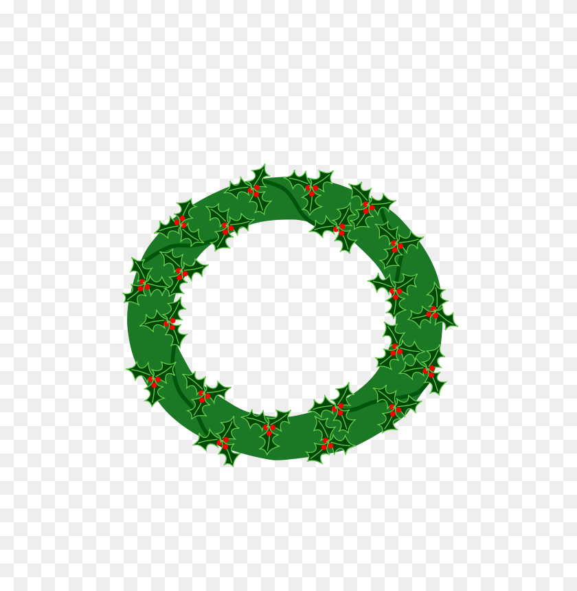 566x800 Free Clipart Evergreen Wreath With Large Holly Anonymous - Evergreen Clipart