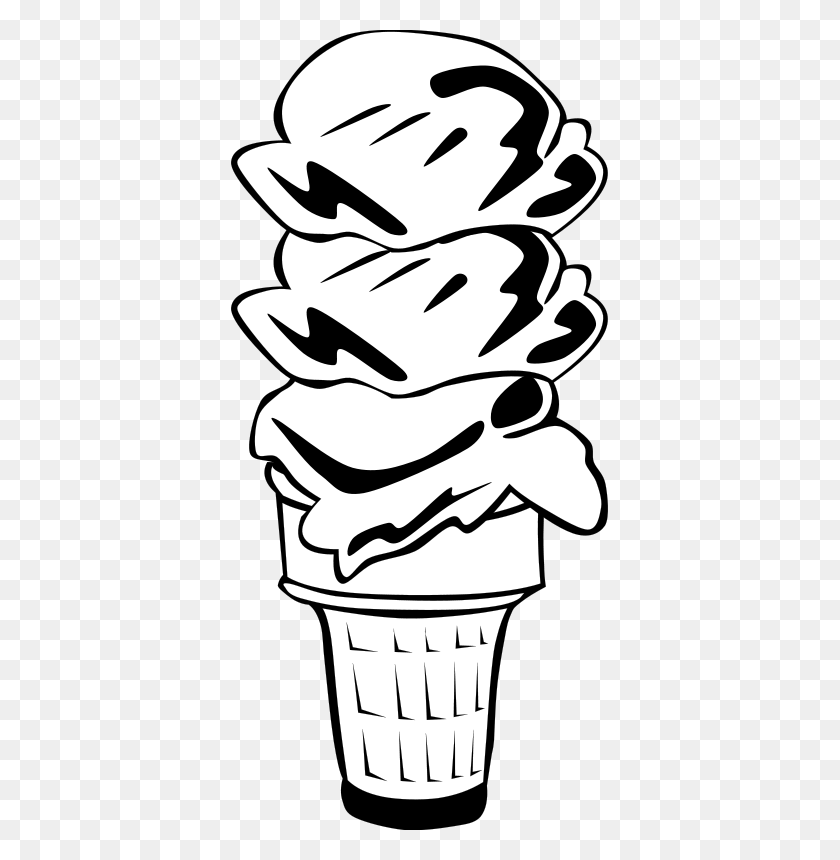 377x800 Free Clipart Fast Food, Desserts, Ice Cream Cone, Triple Gerald G - Ice Cream Cone Clip Art Free