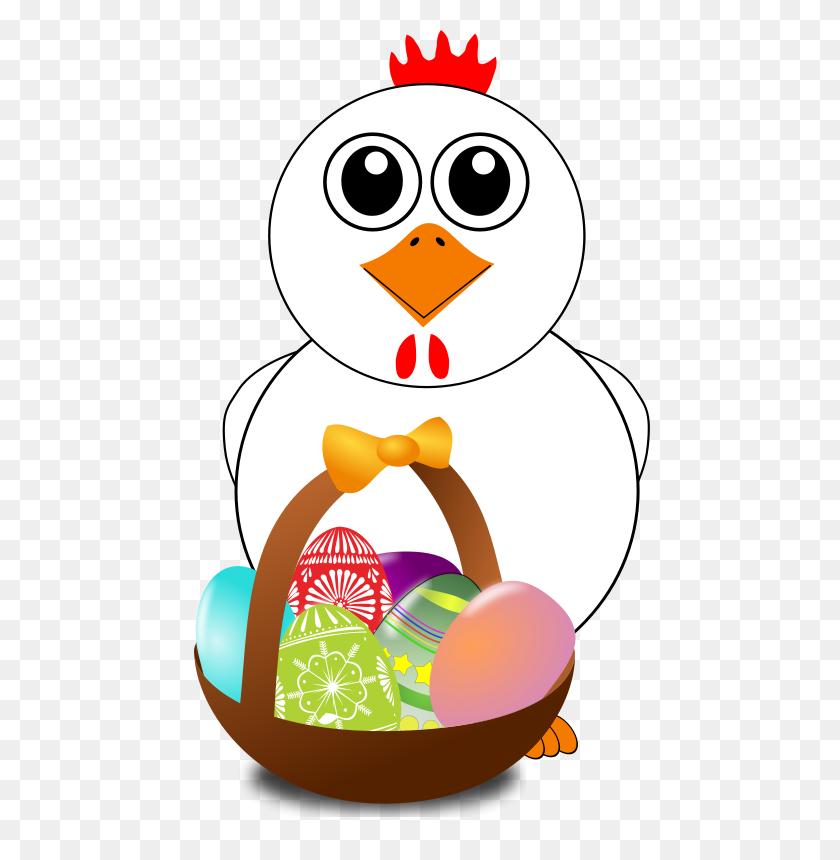 461x800 Free Clipart Funny Chicken With A Basket Full Of Easter Eggs - Funny Chicken Clipart
